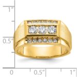 IBGoodman 14k Men's Polished and Satin 3-Row 3/4 Carat AA Quality Diamond Ring - Image 3