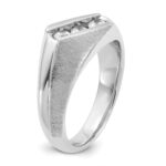 IBGoodman 14k White Gold Men's Polished and Satin 3-Stone 1/2 Carat AA Quality Diamond Ring - Image 8