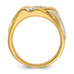 IBGoodman 14k Two-tone Men's Polished Satin and Grooved 4-Stone 1/4 Carat AA Quality Diamond Ring - Image 2