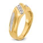 IBGoodman 14k Two-tone Men's Polished Satin and Grooved 4-Stone Ring Mounting - Image 8