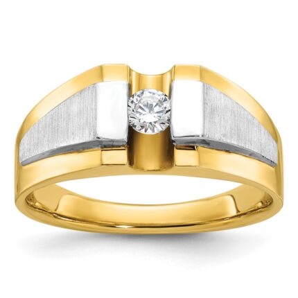 IBGoodman 14k Two-tone 1/4 carat Lab Grown Diamond VS/SI+ G+ Complete Polished and Satin Men's Ring