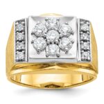 IBGoodman 14k Two-tone Men's Polished and Satin 1 Carat AA Quality Diamond Cluster Ring