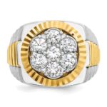 14ktt IBGoodman Men's Polished Satin & D/C Round Cluster Ring Mtg - Image 4