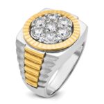 IBGoodman 14k Two-tone Men's Polished Satin and Diamond-cut Round Cluster Ring Mounting - Image 8