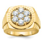 IBGoodman 14k Men's Polished Satin and Diamond-cut Round Cluster Ring Mounting