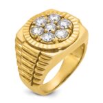 IBGoodman 14k 2 carat Lab Grown Diamond VS/SI+ G+ Complete Ribbed Men's Cluster Ring - Image 6