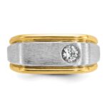 10k Two-tone IBGoodman Men's Polished and Satin Diamond Complete Ring - Image 4