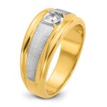 14k Two-tone IBGoodman Men's Polished and Satin 1/4 carat Diamond Complete Ring - Image 8
