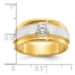 14k Two-tone IBGoodman Men's Polished and Satin 1/4 carat Diamond Complete Ring - Image 3