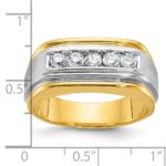 IBGoodman 10k Two-tone Men's Polished Satin and Grooved 5-Stone 1/2 Carat A Quality Diamond Ring - Image 3