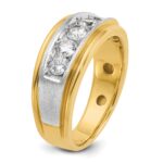IBGoodman 14k Two-tone Men's Polished Satin and Grooved 5-Stone Ring Mounting - Image 8