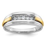 IBGoodman 14k Two-tone Men's Polished and Grooved 5-Stone Ring Mounting
