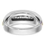 IBGoodman 14k Two-tone Polished Satin and Grooved Five Stone Men's Ring Mounting - Image 7