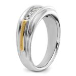 IBGoodman 14k Two-tone 1/2 carat Lab Grown Diamond VS/SI+ G+ Complete Polished Satin and Grooved Five Stone Men's Ring - Image 6