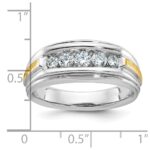 IBGoodman 14k Two-tone Polished Satin and Grooved Five Stone Men's Ring Mounting - Image 3