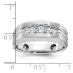 IBGoodman 14k White Gold Men's Polished and Brushed 5-Stone 1/2 Carat AA Quality Diamond Ring - Image 3