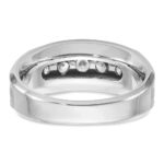 IBGoodman 10k White Gold Men's Polished Satin and Grooved 5-Stone 1 Carat A Quality Diamond Ring - Image 7