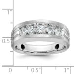IBGoodman 14k White Gold Men's Polished Satin and Grooved 5-Stone 1 Carat AA Quality Diamond Ring - Image 2