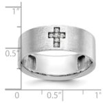 IBGoodman 14k White Gold Men's Satin 1/20 Carat AA Quality Diamond Cross Ring - Image 3