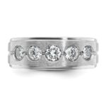 14k White Gold IBGoodman Men's Polished and Satin 1 carat Diamond Complete Ring - Image 6