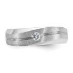 14k White Gold IBGoodman Men's Polished and Satin 1/10 carat Diamond Complete Ring - Image 6