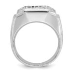 IBGoodman 14k White Gold Men's Polished and Satin 1 1/5 Carat AA Quality Diamond Cluster Ring - Image 2