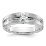 14k White Gold IBGoodman Men's Polished and Satin Diamond Ring Mounting