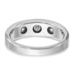 IBGoodman 14k White Gold Men's Polished Satin and Grooved 3-Stone 1/5 Carat AA Quality Diamond Ring - Image 7