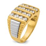 IBGoodman 14k Two Tone 2 carat Lab Grown Diamond VS/SI+ G+ Complete Grooved Four Row Men's Ring - Image 6