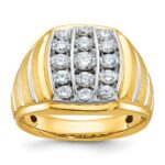 10k Two-tone IBGoodman Men's Polished Satin & Grooved Ring Mounting