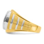 10k Two-tone IBGoodman Men's Polished Satin & Grooved Ring Mounting - Image 5