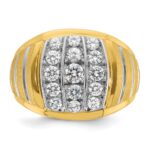 IBGoodman 14k Two-tone with White Rhodium Men's Polished Satin and Grooved 1 Carat AA Quality Diamond Ring - Image 4