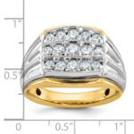 IBGoodman 14k Two-tone Men's Polished Satin and Grooved 3-Row 1 Carat AA Quality Diamond Ring - Image 3