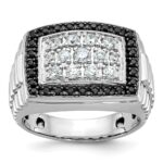 IBGoodman 14k White Gold 1 carat Lab Grown Diamond VS/SI+ G+ and Black Mined Diamond Complete Cluster Men's Ring