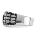 IBGoodman 14k White Gold Men's Polished Satin and Cobblestone Textured Ring Mounting - Image 5