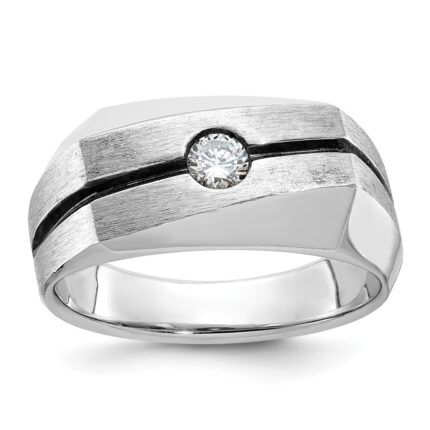 14k White Gold IBGoodman Men's Polished and Satin Diamond Ring Mounting