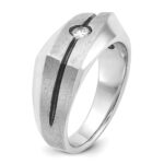 14k White Gold with Black Rhodium IBGoodman Men's Satin 1/5 carat Diamond Complete Ring - Image 8
