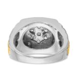 IBGoodman 14k Two-tone Men's Polished Satin and Textured 1 Carat AA Quality Diamond Ring - Image 7