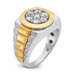 IBGoodman 14k Two-Tone 1 carat Lab Grown Diamond VS/SI+ G+ Complete Ribbed Men's Cluster Ring - Image 6
