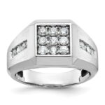 IBGoodman 14k White Gold 1 carat Lab Grown Diamond VS/SI+ G+ Complete Square Cluster Men's Ring