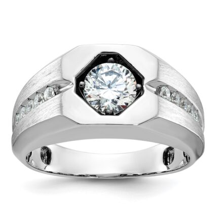14k White Gold IBGoodman Men's Polished and Satin Diamond Ring Mounting