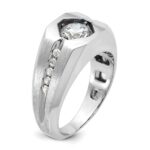 14k White Gold IBGoodman Men's Polished and Satin 1/5 carat Diamond Semi-mount Ring - Image 8
