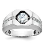 IBGoodman 14k White Gold 1 1/5 carat Lab Grown Diamond VS/SI+ G+ Complete Polished and Satin Men's Ring
