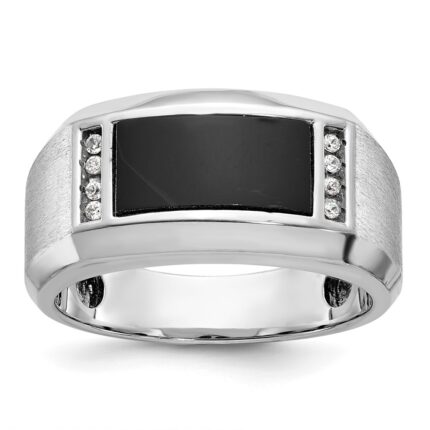 14k White Gold IBGoodman Men's Satin Onyx and Diamond Ring Mounting