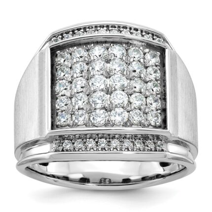 14k White Gold IBGoodman Men's Polished & Satin Cluster Ring Mounting