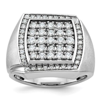 10k White Gold IBGoodman Men's Polished & Satin Cluster Ring Mounting