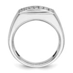 IBGoodman 14k White Gold Men's Polished and Satin 1 1/5 Carat AA Quality Diamond Cluster Ring - Image 2