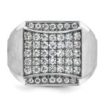 IBGoodman 14k White Gold Men's Polished and Satin 1 1/5 Carat AA Quality Diamond Cluster Ring - Image 6