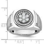 IBGoodman 14k White Gold Men's Polished and Satin 3/4 Carat AA Quality Diamond Round Cluster Ring - Image 3