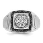 IBGoodman 14k White Gold Men's Polished and Satin Halo Cluster Ring Mounting - Image 6